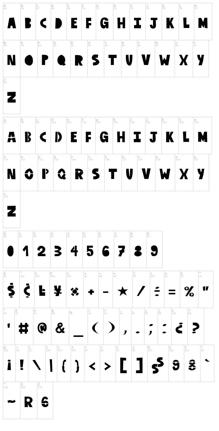 Old Providence font map